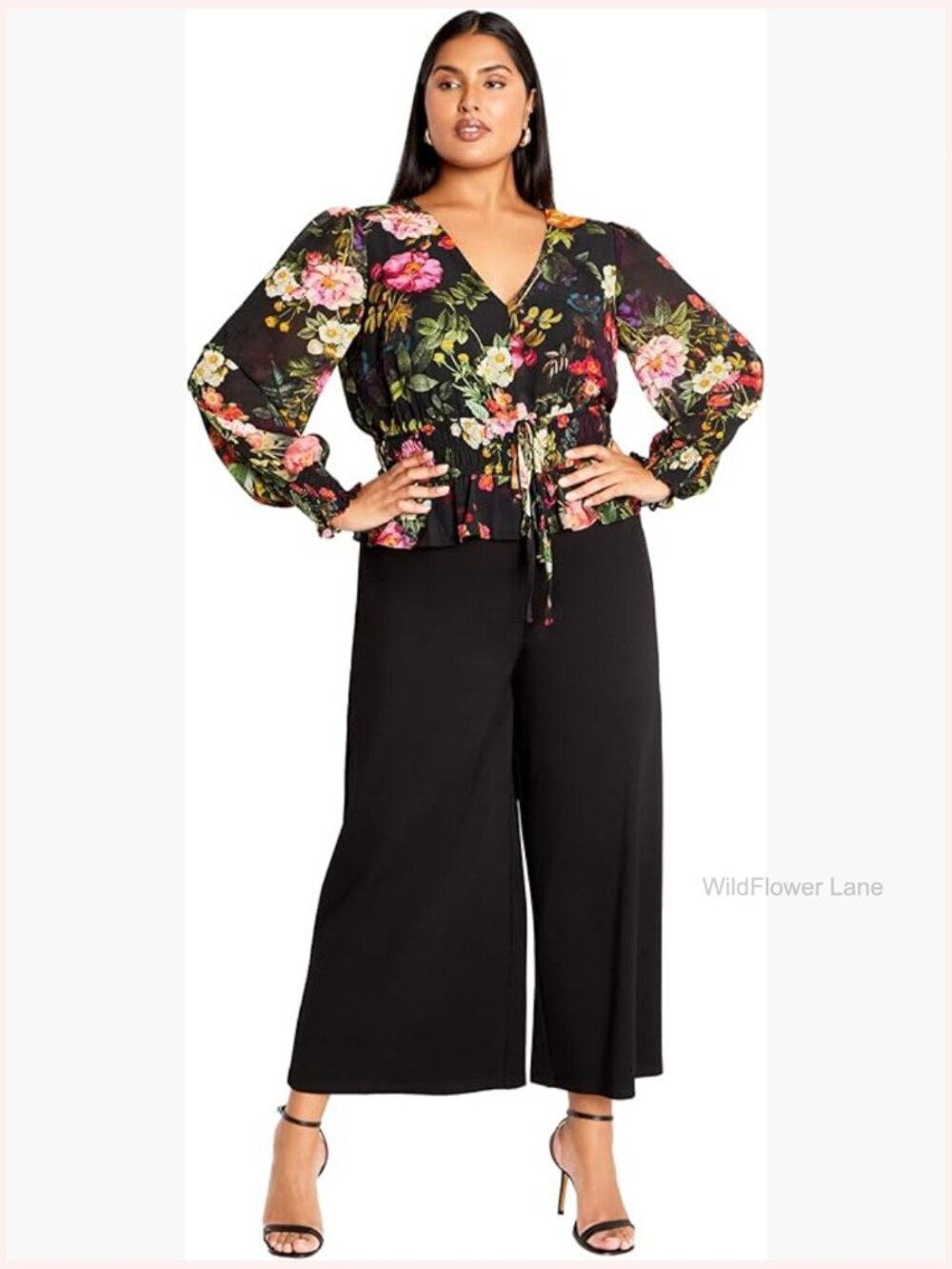 Plus Size Relaxed Fit Printed Blouse with Boat Neckline and Bat-Wing Sleeves